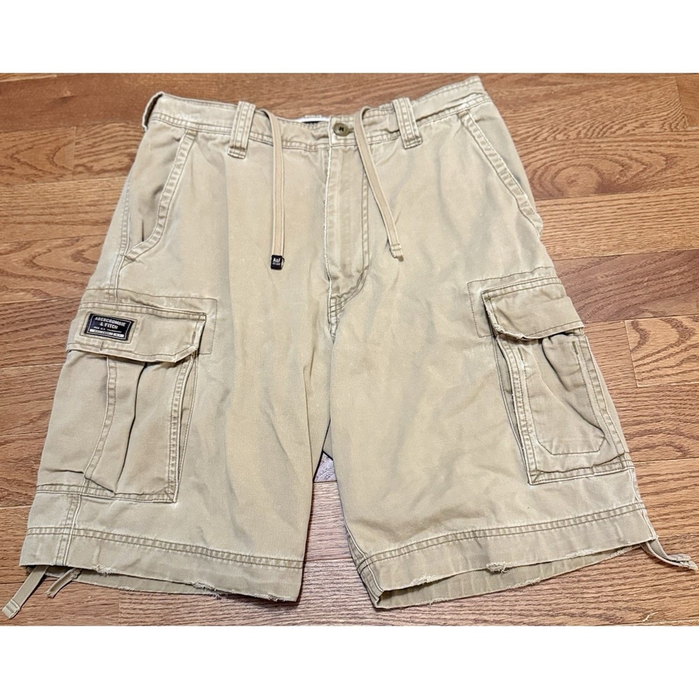 Abercrombie & Fitch Shorts Mens Sz 30 Beige Vintage Fatigue Cargo Shorts Rugged